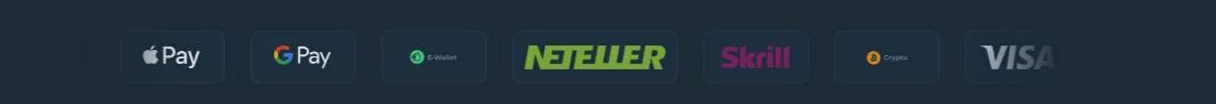 Payment method logos shown in the BetPortal site footer: Apple Pay, Google Pay, an e-wallet mark, Neteller, Skrill, a crypto mark and Visa.