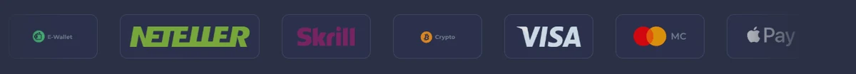 Payment method logos shown in the Musbet site footer: e-wallet, Neteller, Skrill, a crypto mark, Visa, Mastercard and Apple Pay.